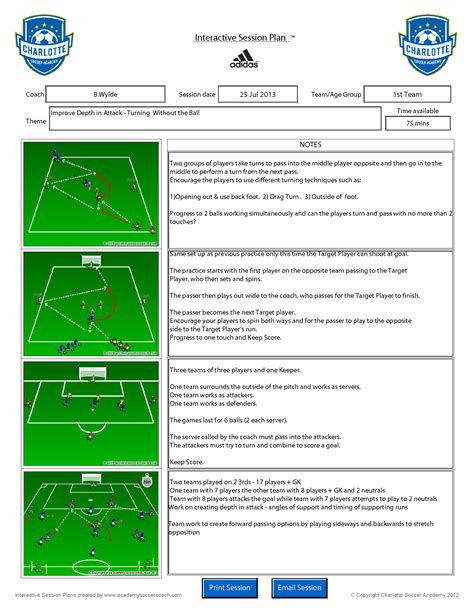printable football session plan template