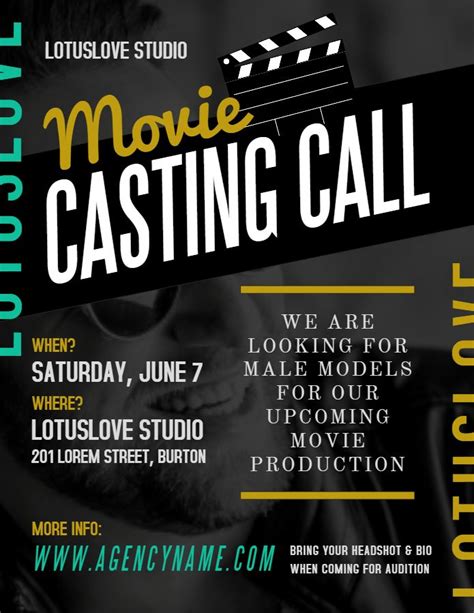 Movie Casting Call Ad Poster Flyer Social Media Template Casting