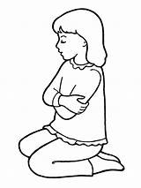 Kneeling Praying Drawing Girl Lds Little Clipart Prayer Coloring Person Pages Kids Small Line Clip Simple Pray Drawings Children Ground sketch template