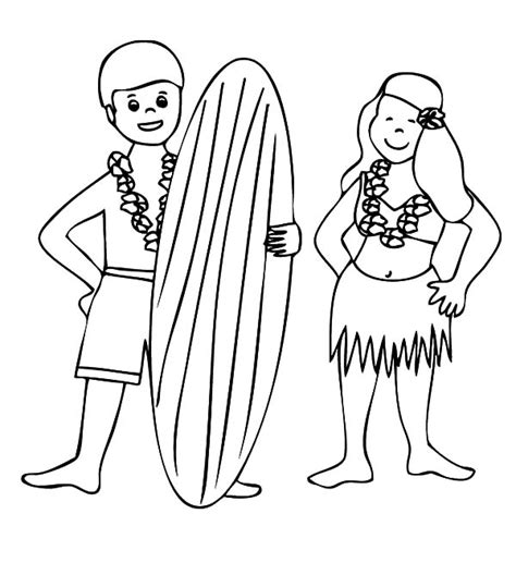 surfer boy  hula girl coloring pages coloring sky