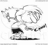 Sneezing Outline Cartoon Businesswoman Toonaday Royalty Illustration Rf Clip Clipart 2021 sketch template