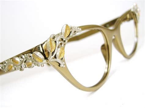 vintage cat eye eyeglasses frame 1950s 1960s tura leaves and etsy
