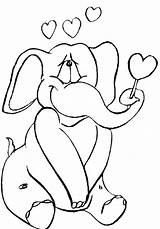 Coloring Pages Valentines Elephant Kids Disney sketch template