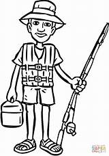 Fishing Coloring Pages Pole Going Printable Boy Cliparts Color Popular sketch template