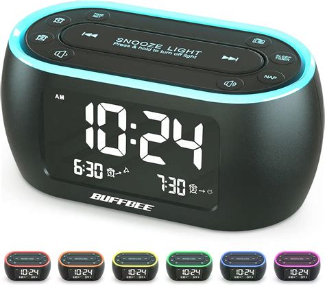 buffbee nachttisch wecker radio mit  farben nachtlicht dual alarm