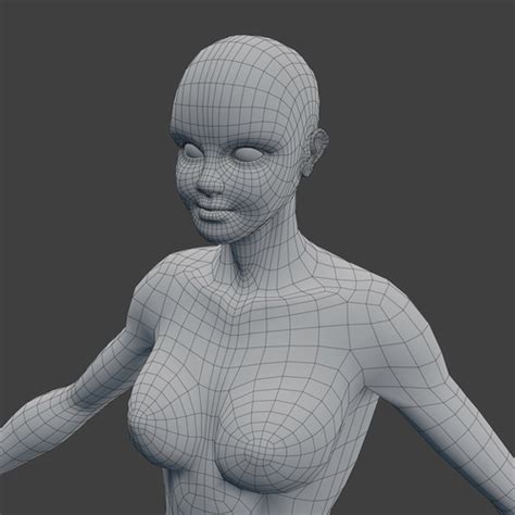 woman character base mesh rigged 3d model low poly rigged obj fbx blend