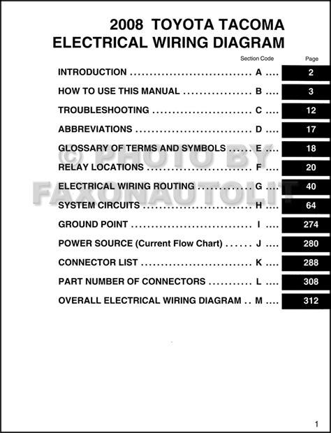 toyota tacoma pickup wiring diagram manual original