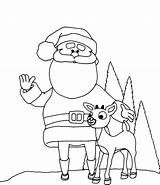 Reindeer Coloring Pages Santa His Printable Kids sketch template