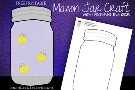 printable mason jar craft  fingerprint bugs bugs preschool bug