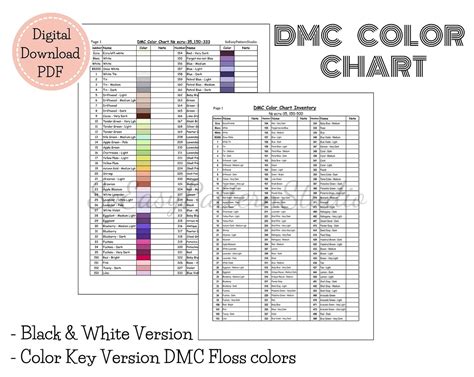 dmc floss color  chart