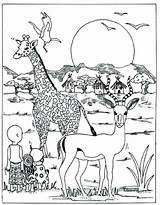 Coloring Pages Animal Africa Animals African Printable Grassland Giraffe Park Savanna Color Safari Jeff Hardy Drawing Sheet Zoo Kids Sheets sketch template
