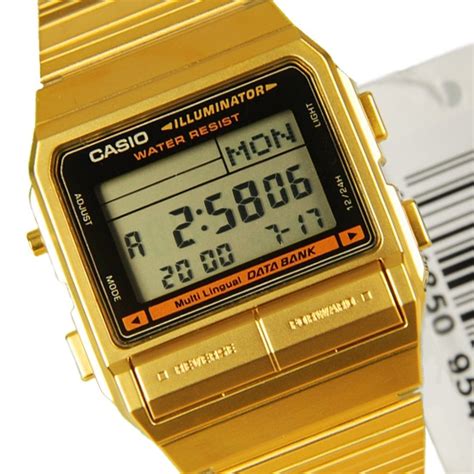 casio mens gold tone classic style data bank wrist  dbg   ebay casio