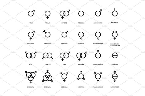 sexual gender symbols set pre designed photoshop