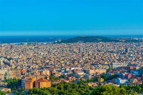 barcelona montjuic hill stock image image  hill