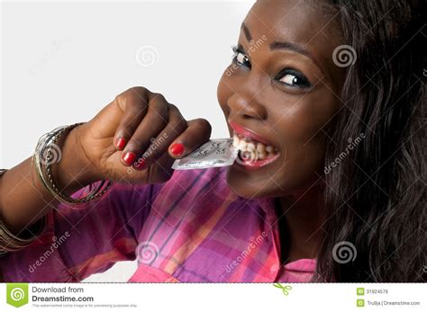 african american girl biting condom safe sex stock image image of woman prevention 31924579