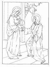Visitation Coloring Ettore Fattori Catechetical Guild Rosary sketch template