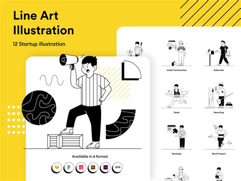 startup lineart illustration kit  noansa  dribbble