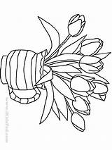 Coloring Vase Flowers Flower Pages Printable Clipart Kids Getcolorings Library Unique Popular Tulip Color sketch template