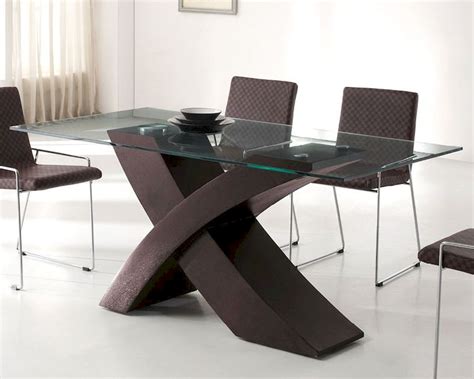 modern glass top dining table in wenge finish european design 33d152
