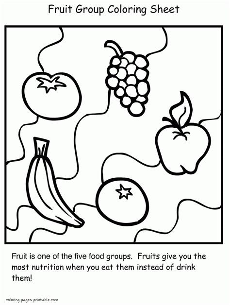 healthy food coloring pages  preschool fruit group coloring