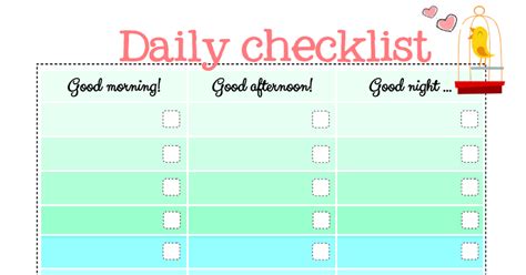 blank daily checklist  printable  daily checklist