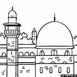 Aqsa Masjid Mosque Weltreligionen Colouring Ramadan Landmarks Moschee Thecolor Nabawi Projects Ausmalen Handwerk Designlooter sketch template