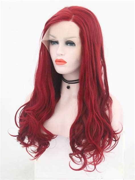 130m Red Long Wavy Lace Front Wig Synthetic Wigs Babalahair