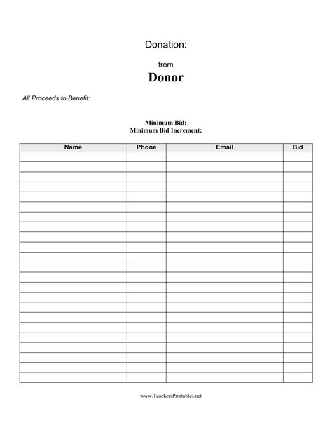 donation forms printable printable forms