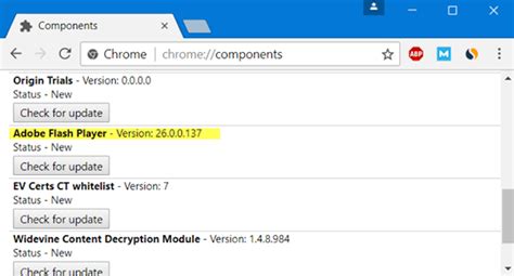 update individual components  chrome components page