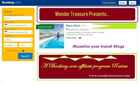 bookingcom affiliate program review monetize  travel website httpwondertreasurecom
