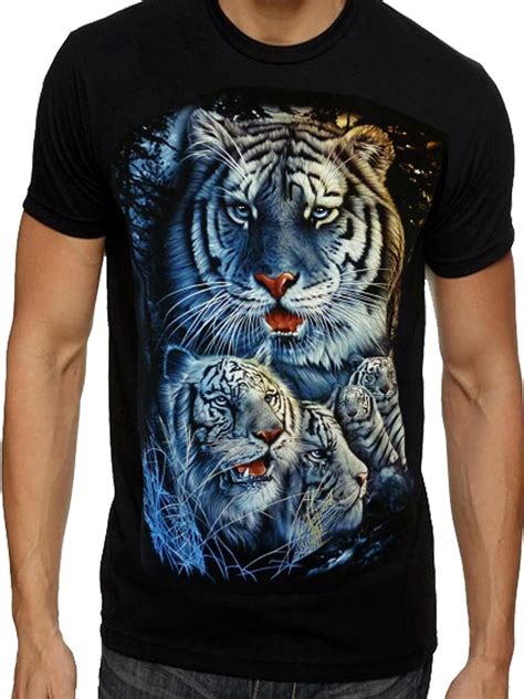 super save direct uk mens tiger  shirts indian bengal tiger white snow tiger cubs  shirts