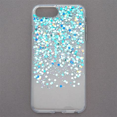 cascading holographic teal glitter phone case fits iphone   claires