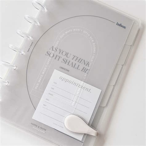 crystal clear inbox planner dashboard arch cloth paper planner