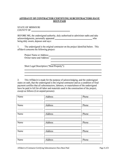 Affidavit Of Work Authorization Brentwood Mo Form Fill Out And Sign