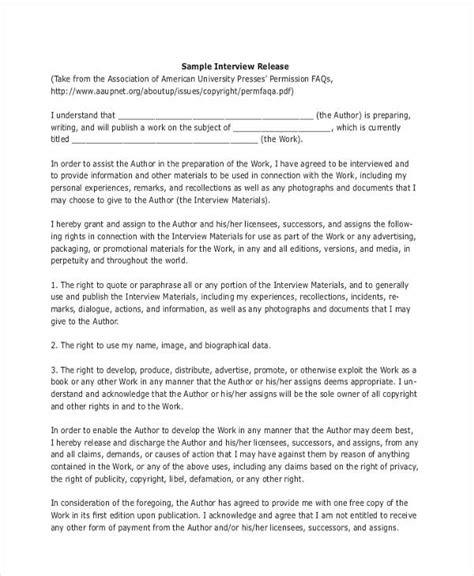 interview release forms   ms word