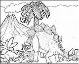 Stegosaurus Coloring Volcano Scenery Colouring Fascinating Adults Coloringpagesfortoddlers Dinosaur Dino sketch template