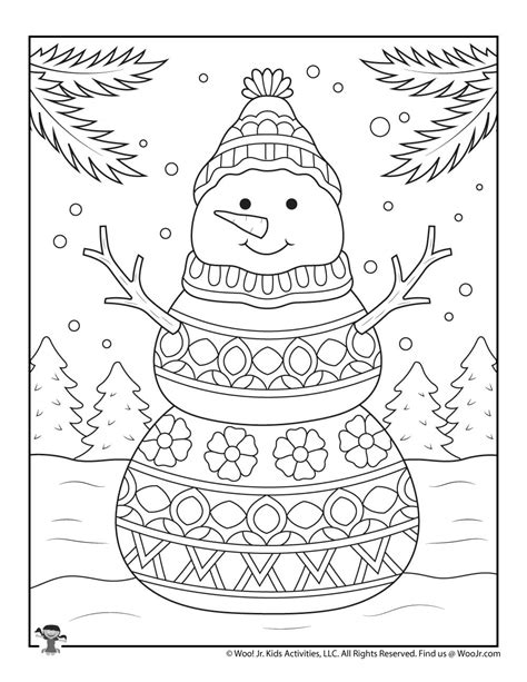 adult coloring page winter landscape