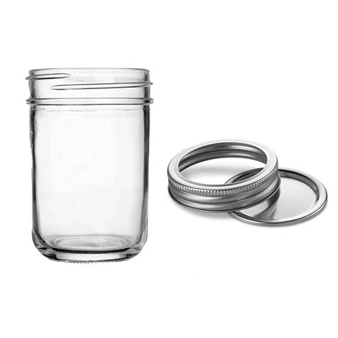 8 Ounce Glass Regular Mouth Mason Jars With Silver Metal