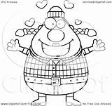Hug Lumberjack Wanting Chubby Happy Female Clipart Cartoon Thoman Cory Outlined Coloring Vector Male sketch template