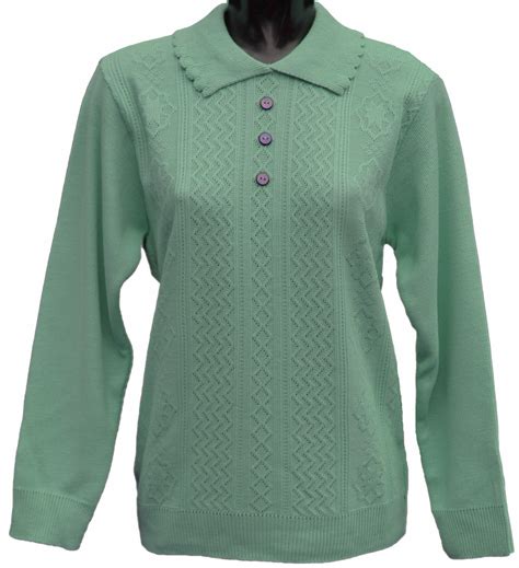 ladies collared jumper  rival  sage green