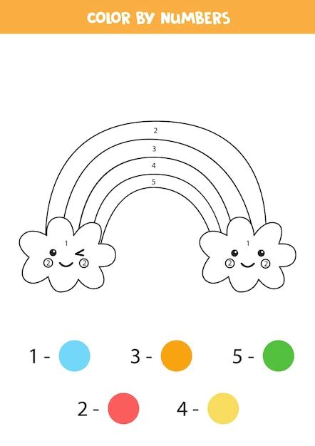 premium vector color cute rainbow  numbers educational coloring