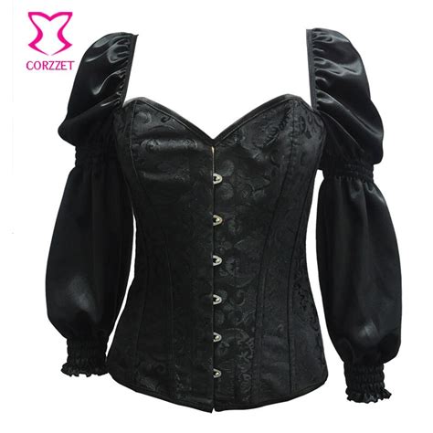 black puff sleeve gothic corset victorian corsets and bustiers plus