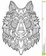 Loup Coloriage Mandala Colorier Adultes Mandalas Tete Animaux Wolf sketch template