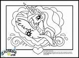 Celestia Coloring Princess Pony Little Pages Mlp Cute sketch template