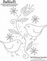 Embroidery Bird Patterns Pattern Hand Vintage Designs Flower Sampler Zuill Template sketch template
