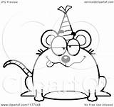 Hat Birthday Drunk Mouse Cartoon Wearing Party Royalty Clipart Thoman Cory Vector sketch template