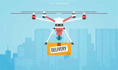 flat drone delivery illustration vector