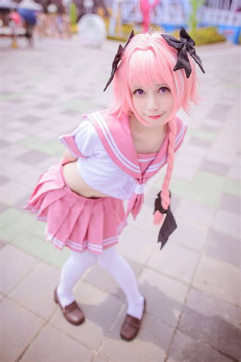 Woman Wearing Pink And White Anime Costume Cosplay Anime Trap Trap