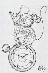Steampunk Drawing Mouse Clockwork Pages Animal Drawings Deviantart Wip Punk Coloring Robot Steam Gears Animals Adult Line Colouring Large Clock sketch template