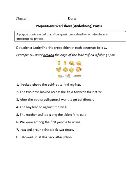 prepositions worksheets underlining prepositions worksheet